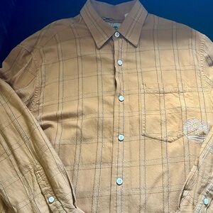 Timberland Tan Plaid Long Sleeve Button Down. Medium (Y2K) era